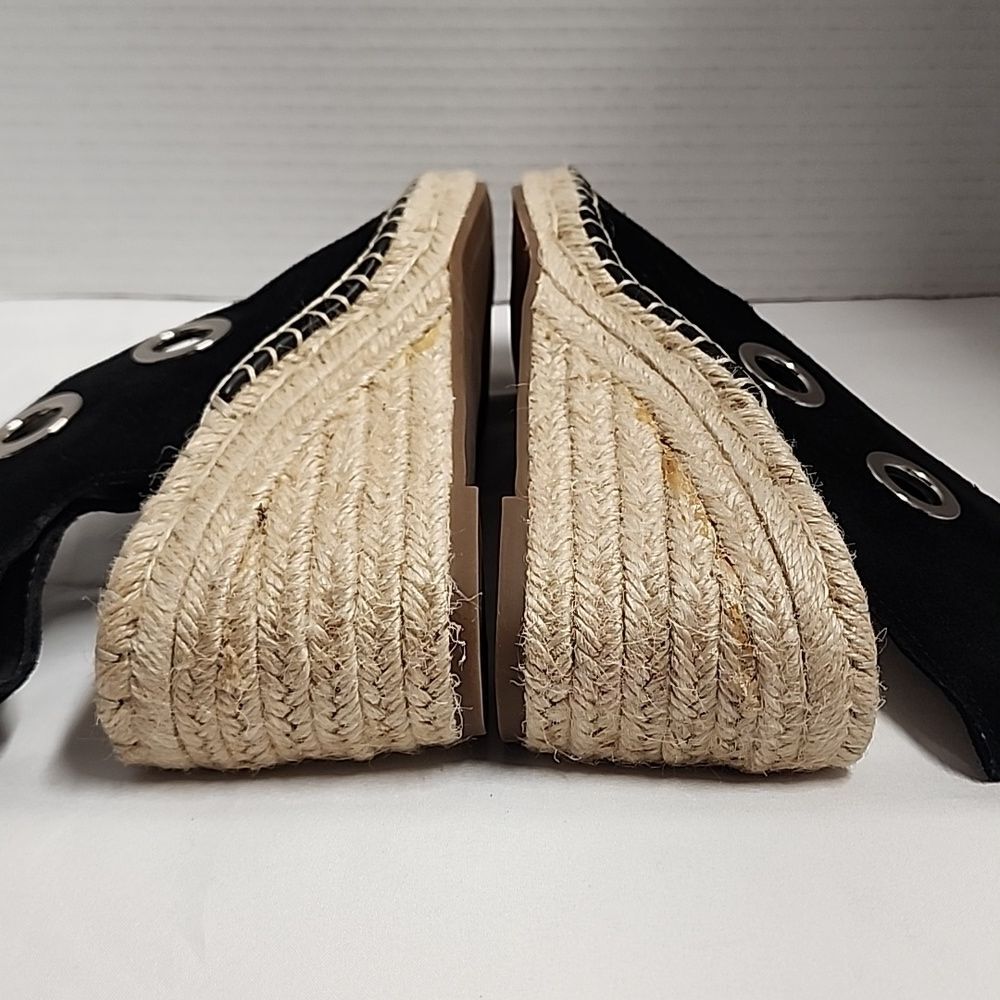 Sole Society Cambrine Black with wedged heel size 7 sandals partial leather - Picture 5 of 11